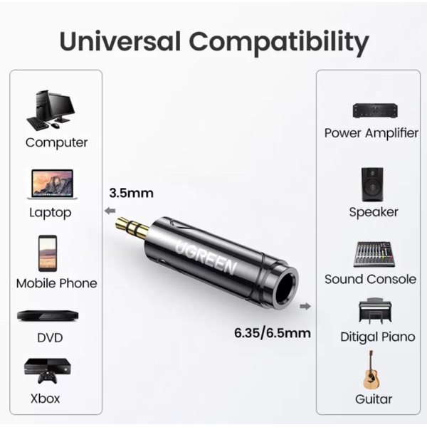 აუდიო ადაპტერი UGREEN 80730 3.5mm to 6.35mm Audio Adapter