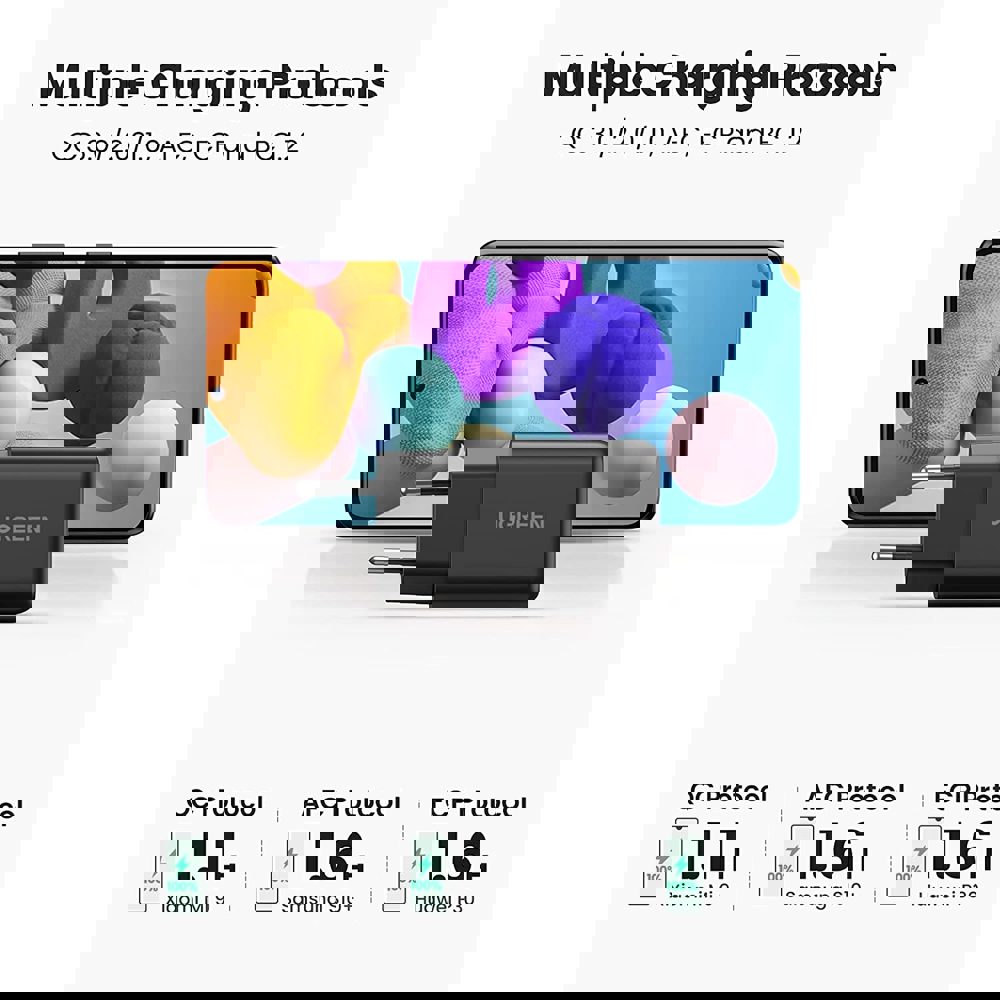 UGREEN CD122 (70273), 18W, Quick Charge USB Charger, Black