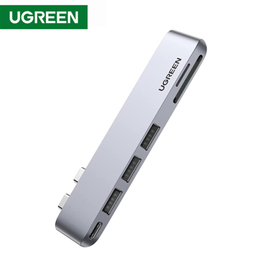 ადაპტერი UGREEN 60560 2xUSB-C to 3xUSB3.0-A+SD+TF+PD Multifunction Adapter Aluminum Shell (Space Gray)