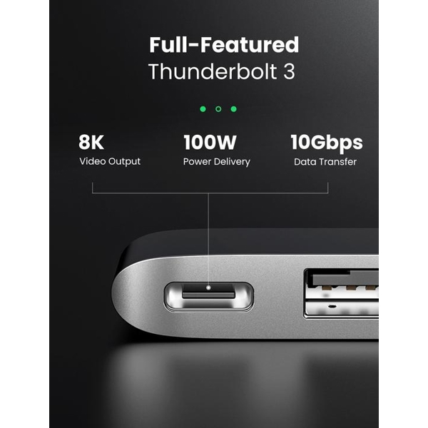 ადაპტერი UGREEN 60560 2xUSB-C to 3xUSB3.0-A+SD+TF+PD Multifunction Adapter Aluminum Shell (Space Gray)