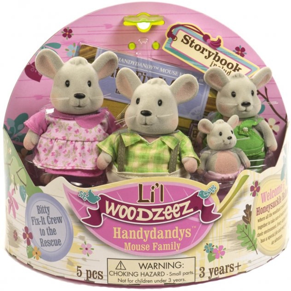 რბილი სათამაშოების ნაკრები Lil Woodzeez 6003M Mouse Family Action Figure Set