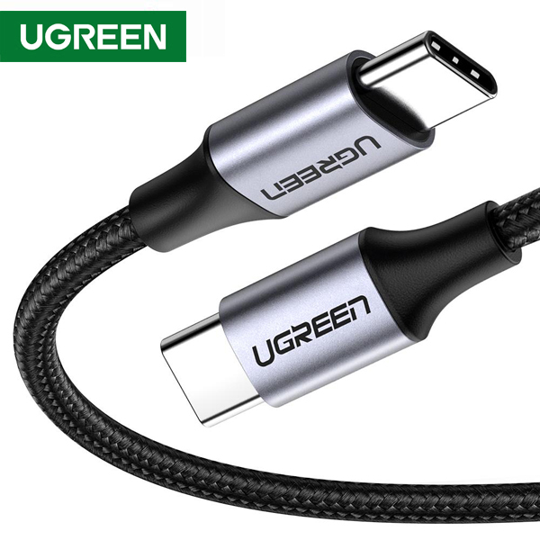 USB კაბელი UGREEN 50152 USB 2.0 C M/M Round Cable Nickel Plating Aluminum Shell 2m (Gray Black)