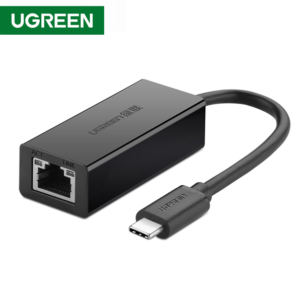 ლან ადაპტერი UGREEN 30287 USB 2.0 Type C 10/100Mbps Ethernet Adapter 110mm (Black)