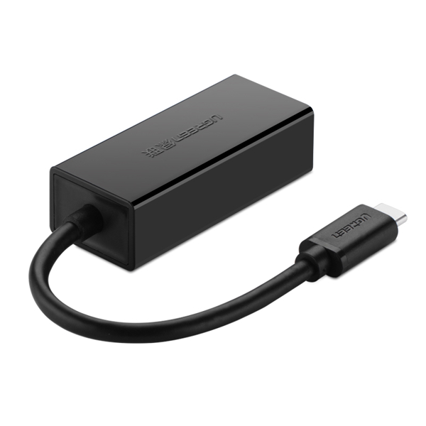 ლან ადაპტერი UGREEN 30287 USB 2.0 Type C 10/100Mbps Ethernet Adapter 110mm (Black)