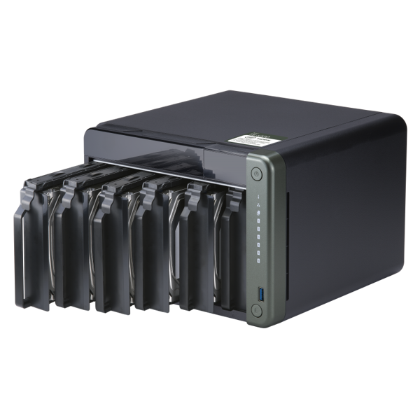 Storage System Qnap TS-653D-4G, 6-Bay Tower NAS, 2.7GHz, 4GB DDR4 SODIMM RAM, SATA 6Gb/s, Black