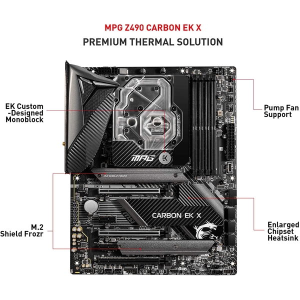 დედა დაფა MSI MPG Z490 CARBON EK X s1200 Z490 4xDDR4 HDMI-DP Wi-Fi