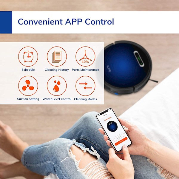 რობოტი მტვერსასრუტი ILIFE B5 Max Robot vacuum cleaner Mobile Phones WIFI APP Control, Mop and Sweep, 2000pa Strong Suction, 600ml Large Dust Bin, 1L Dust Bag