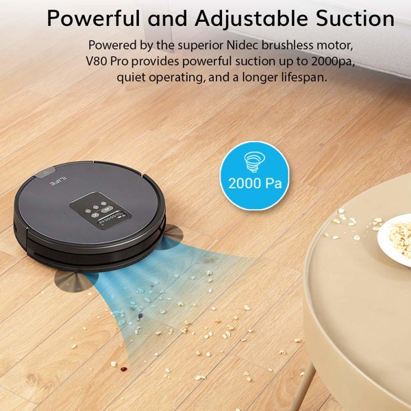 ILIFE V80 Pro Robotic Dry & Wet Vacuum, Mapping, WiFi, 2000Pa Max Suction,Self-Charging,Path Pattern,Multiple Cleaning Mode, Alexa & Google Home