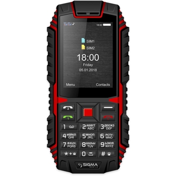 მობილური ტელეფონი Sigma X-Treme DT68, 32MB, 128 MB Dual SIM, Black-Red