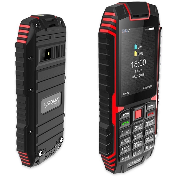 მობილური ტელეფონი Sigma X-Treme DT68, 32MB, 128 MB Dual SIM, Black-Red