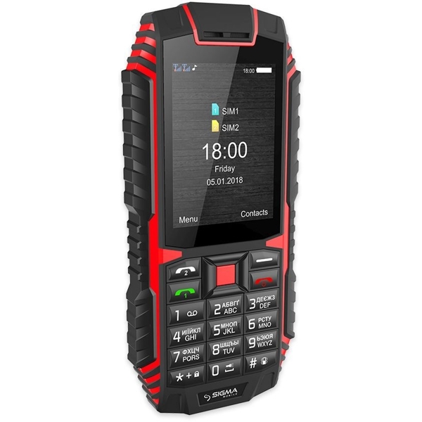 მობილური ტელეფონი Sigma X-Treme DT68, 32MB, 128 MB Dual SIM, Black-Red