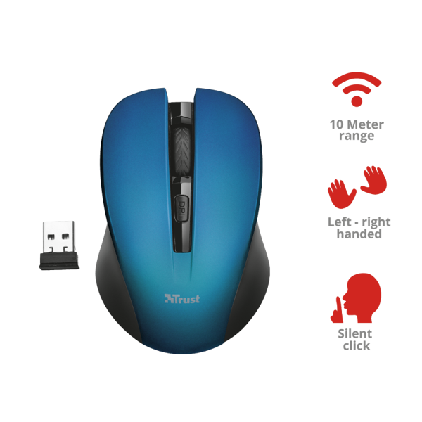 მაუსი Trust Mydo Silent Click Wireless Mouse Blue