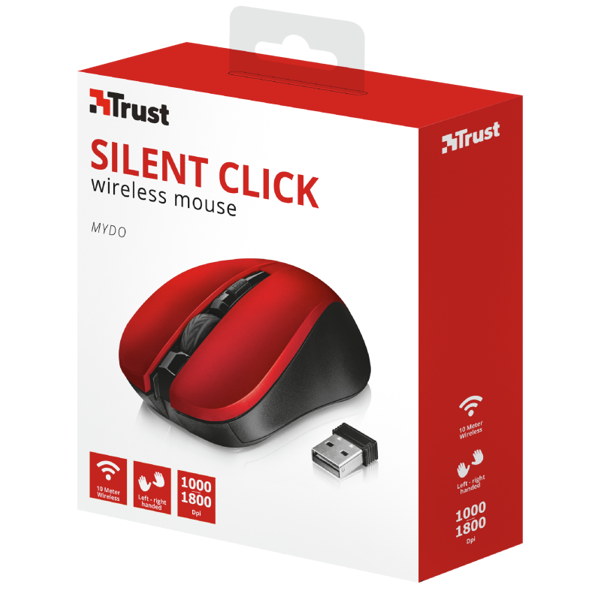 მაუსი Trust Mydo Silent Click Wireless Mouse Red