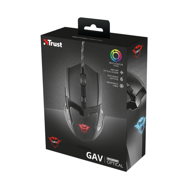 მაუსი Trust GXT 101 Gav Gaming Mouse Black