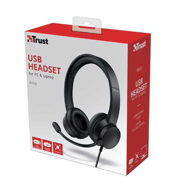 ყურსასმენი TRUST 24133 Rydo On-Ear USB Headset Black