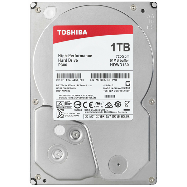 მყარი დისკი TOSHIBA HDWD110UZSVA HDD 1TB, Internal 3.5''