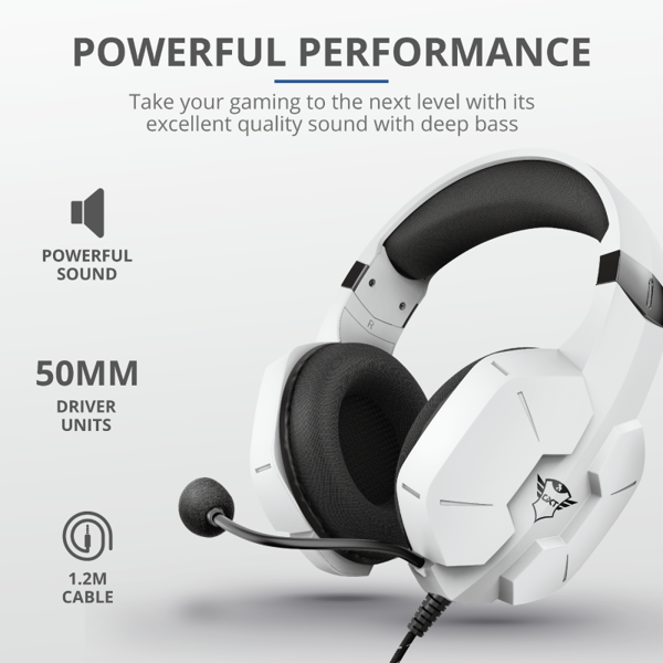 ყურსასმენი Trust GXT323W Carus Headset PS5, Wired, White