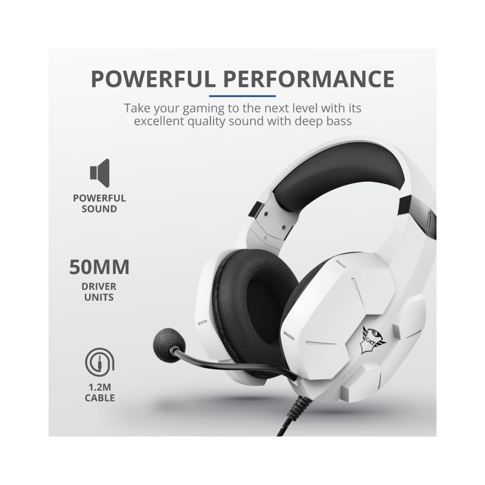 ყურსასმენი Trust GXT323W Carus Headset PS5, Wired, White