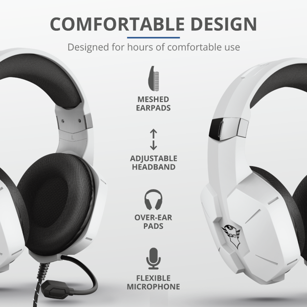 ყურსასმენი Trust GXT323W Carus Headset PS5, Wired, White