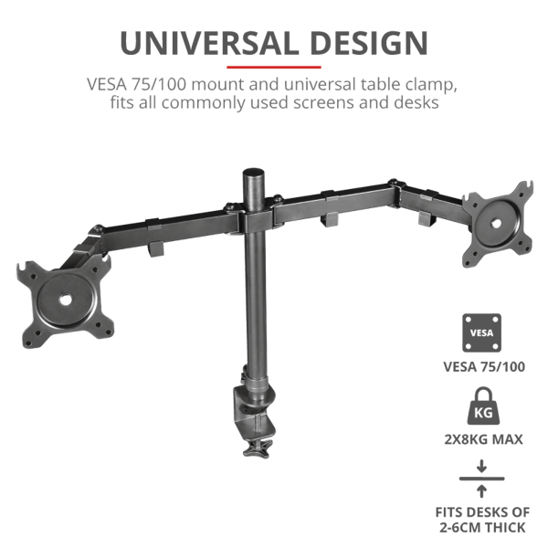 მონიტორის საკიდი Trust GXT 1120 Mara Dual Monitor Arm 32 " Black