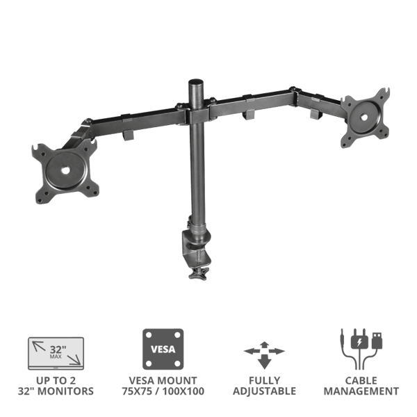 მონიტორის საკიდი Trust GXT 1120 Mara Dual Monitor Arm 32 " Black