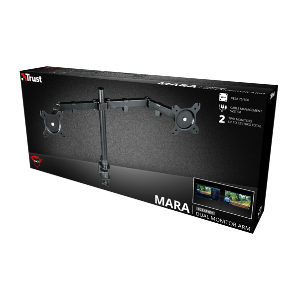 მონიტორის საკიდი Trust GXT 1120 Mara Dual Monitor Arm 32 " Black