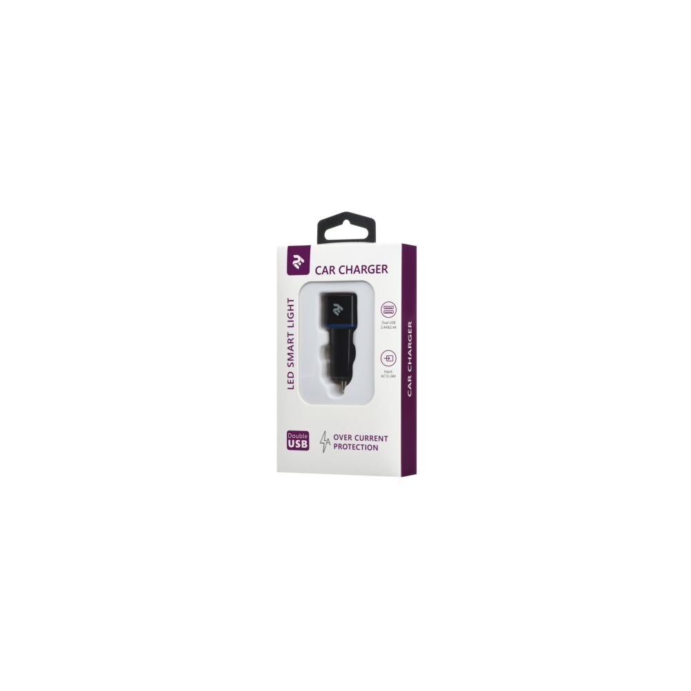 მანქანის USB დამტენი 2E ACR01 Dual USB Car Charger 2.4A&2.4A, Black