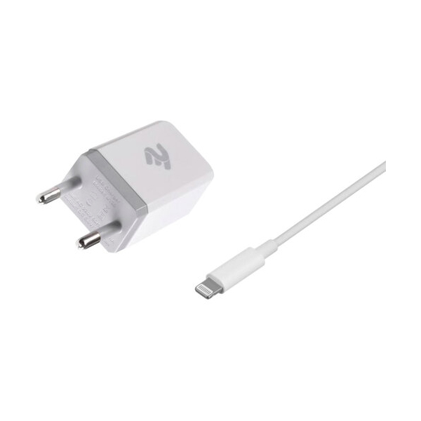 მობილურის დამტენი 2E Wall Charger Set USBx2.1A + Cable Lightning, 2.4A, 1M, White