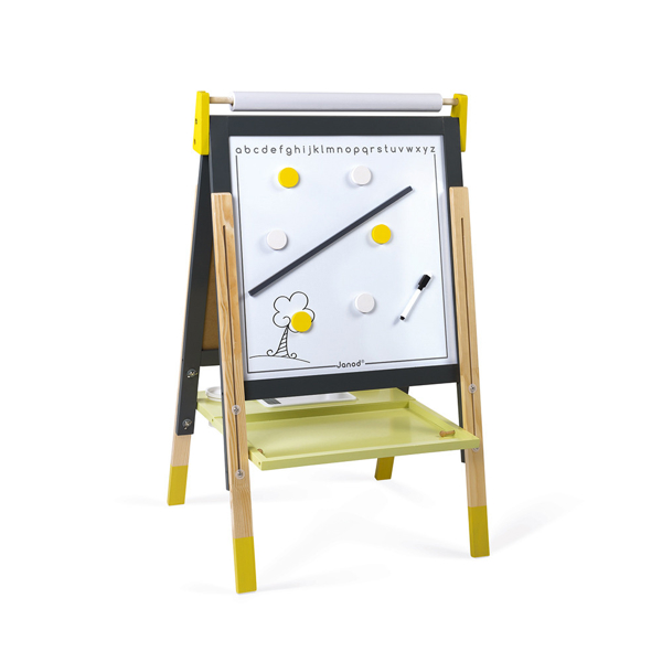 სახატავი დაფა Janod J09630 Adjustable Easel Double-sided easel gray / yellow