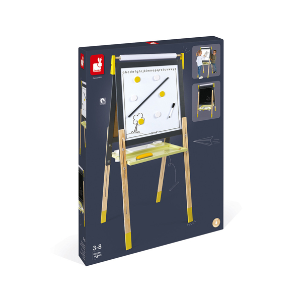 სახატავი დაფა Janod J09630 Adjustable Easel Double-sided easel gray / yellow