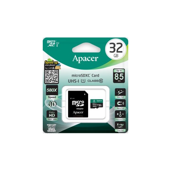 მეხსიერების ბარათი Apacer AP32GMCSH10U1-R microSDHC UHS-I Class10 32GB