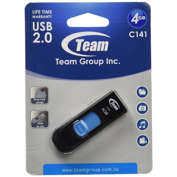 USB ფლეშ მეხსიერება TEAM C141 DRIVE 4 GB BLUE