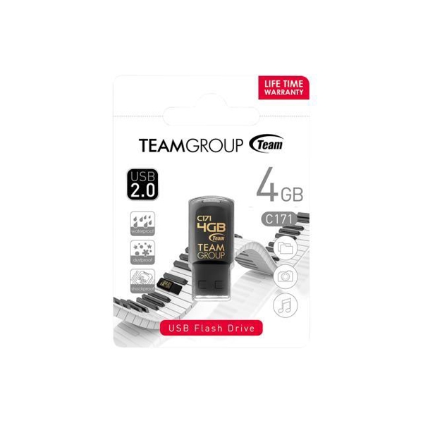 USB ფლეშ მეხსიერება TEAM C171 2.0 DRIVE 4 GB BLACK