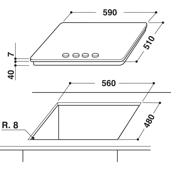 ჩასაშენებელი ქურის ზედაპირი Whirlpool GMA 6422/IX Hob Built-in Stainless Steel