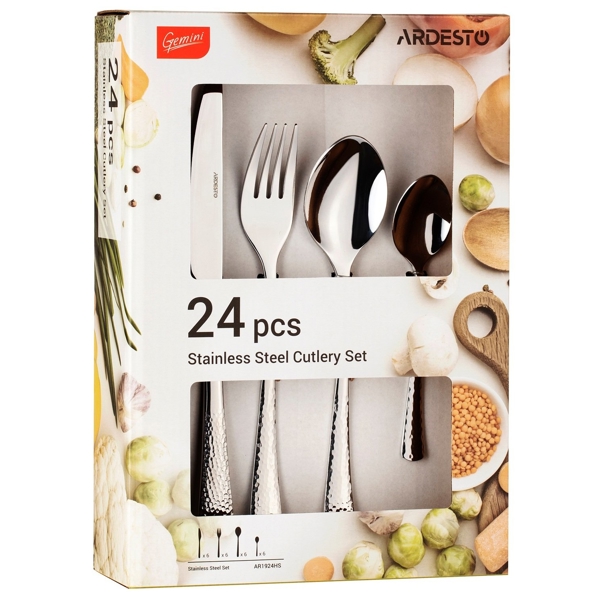 დანა ჩანგლის ნაკრები Ardesto AR1924HS Cutlery set Gemini Summit 24pcs