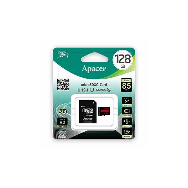 მეხსიერების ბარათი Apacer AP128GMCSX10U5-R microSDXC UHS-I U1 Class10 R85 128GB