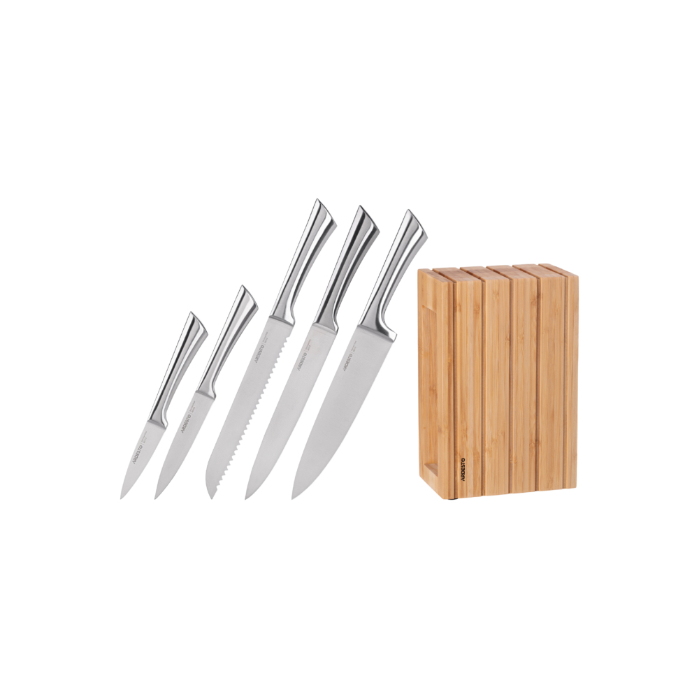 დანების ნაკრები Ardesto AR2021SB Knife set Black Mars 6pcs Bamboo Block