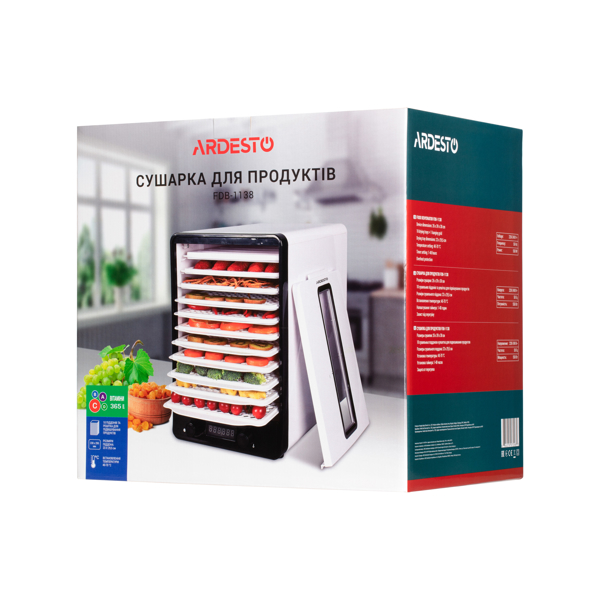 ჩირის აპარატი Ardesto FDB-1138 Food Dehydrator White