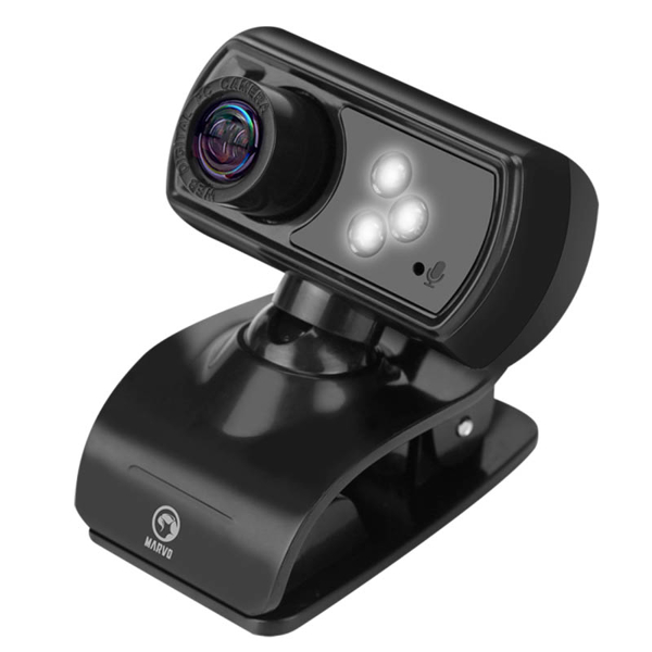 ვებკამერა Marvo MPC01 Webcam LED Lights, Built-in microphone, USB Black