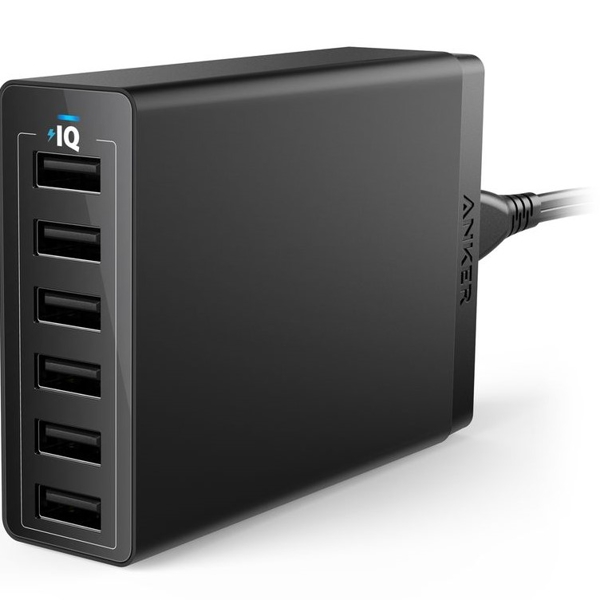 ადაპტერი Anker A2123313 PowerPort 6 (60W 6-Port USB Charger) Black