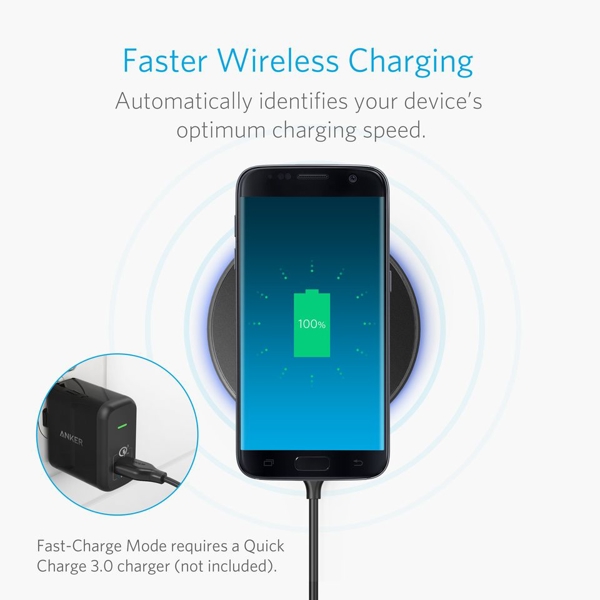 მობილურის დამტენი Anker A2512H11 PowerTouch 10 Fast Wireless Charger Black