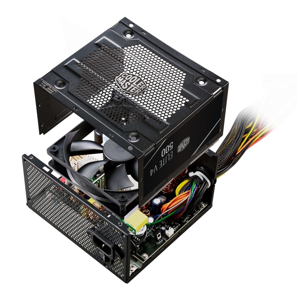 კვების ბლოკი Cooler Master PSU Elite V4 500W,12cm 24+8pin(4+4), 3xMolex, 5xSATA, 2xPCIe 8pin (6+2),Retail