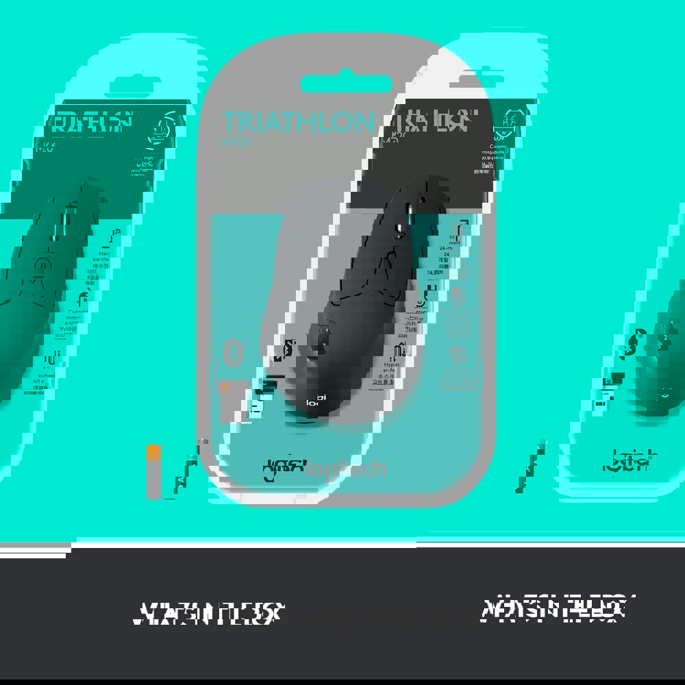 მაუსი Logitech L910-004791 Wireless Mouse M720 Triathlon ‎Black-White