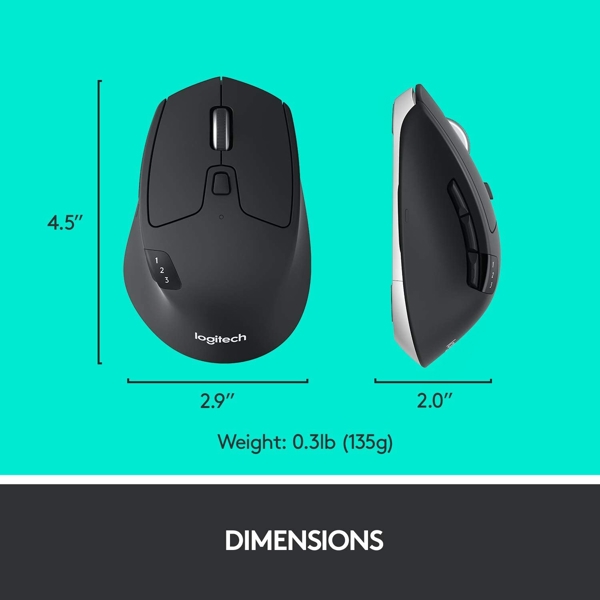 მაუსი Logitech L910-004791 Wireless Mouse M720 Triathlon ‎Black-White