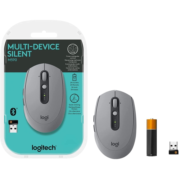 Logitech L910-005198 Wireless Mouse M590 Multi-Device Silent Mid Grey 