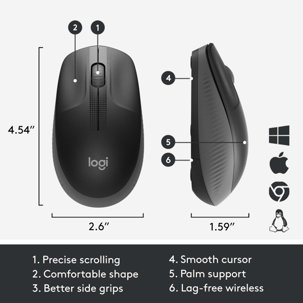 Logitech L910-005905 M190 Full-size wireless mouse Charcoal