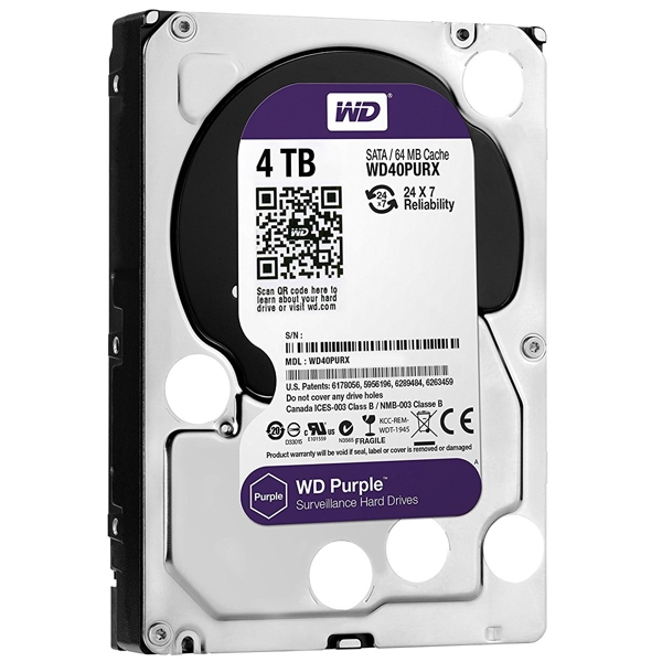 მყარი დისკი Western Digital WD40PURZ Hard Drive 3.5" SATA 3.0 4TB 5400 64MB Purple Surveillance