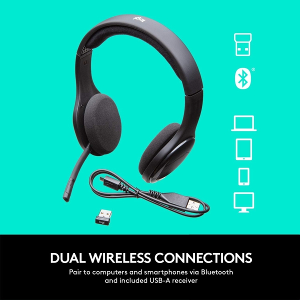 ყურსასმენი Logitech L981-000338 Bluetooth Headset H800 Black