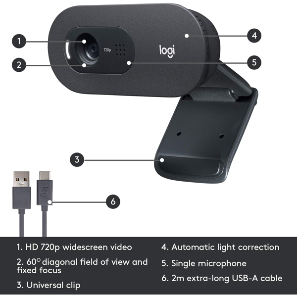 ვებკამერა Logitech L960-001364 C505 HD Webcam Black