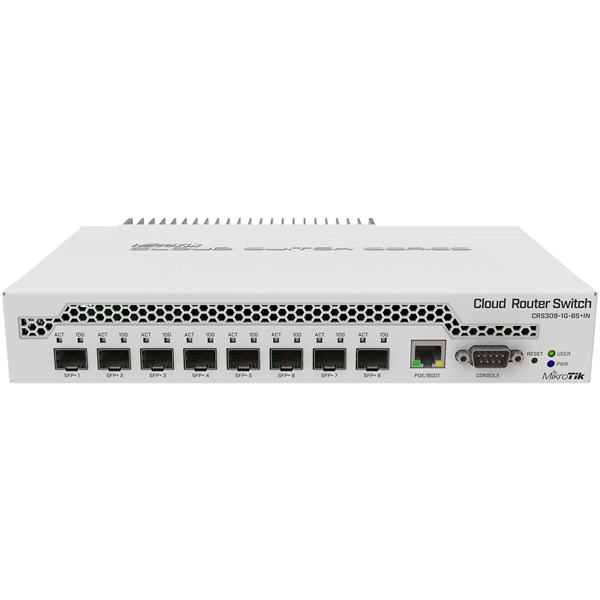 სვიჩი MikroTik CRS309-1G-8S+IN 9-Port Desktop Switch, 1 Gigabit Ethernet Port, 8 SFP+ 10Gbps Ports